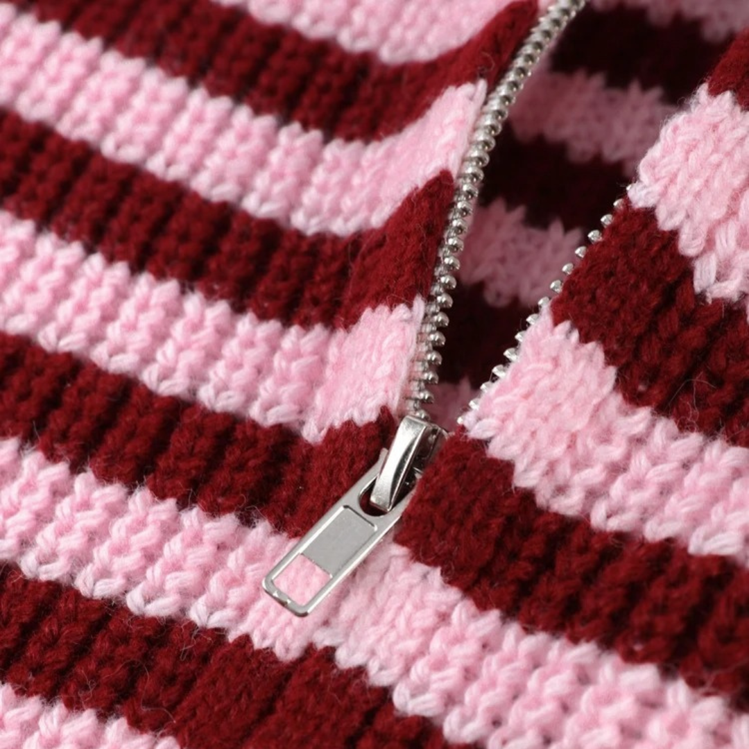 The Colette Striped Zip Cardigan