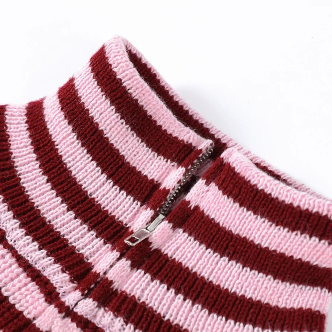 The Colette Striped Zip Cardigan