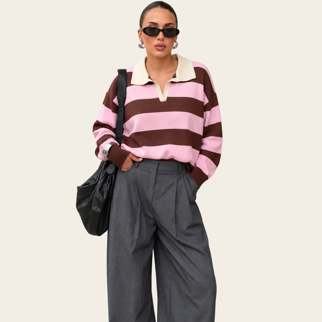 The Margot Striped Polo Sweater