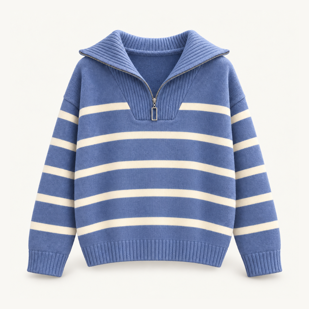 The Louise Striped Half-Zip Sweater