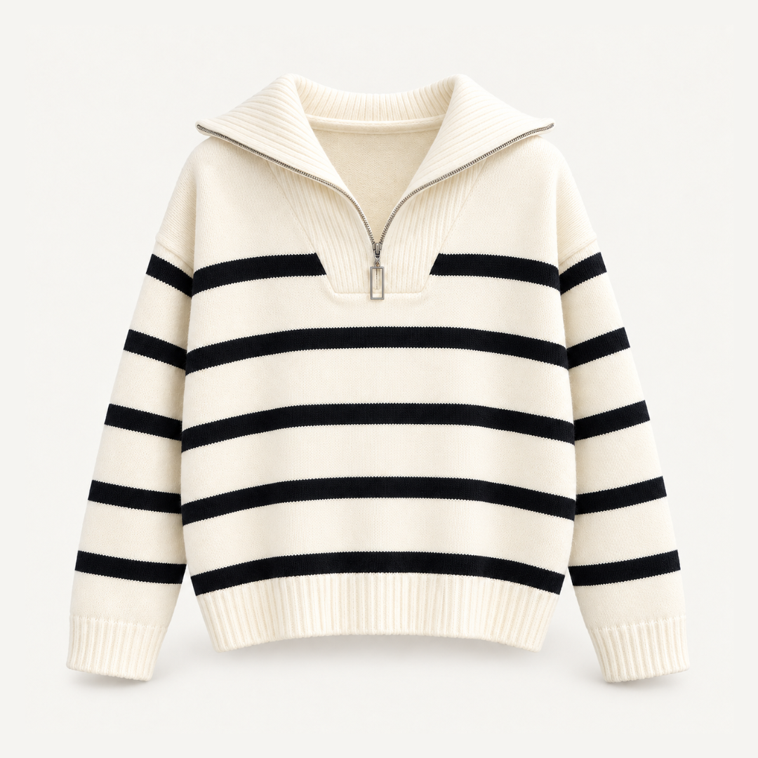 The Louise Striped Half-Zip Sweater