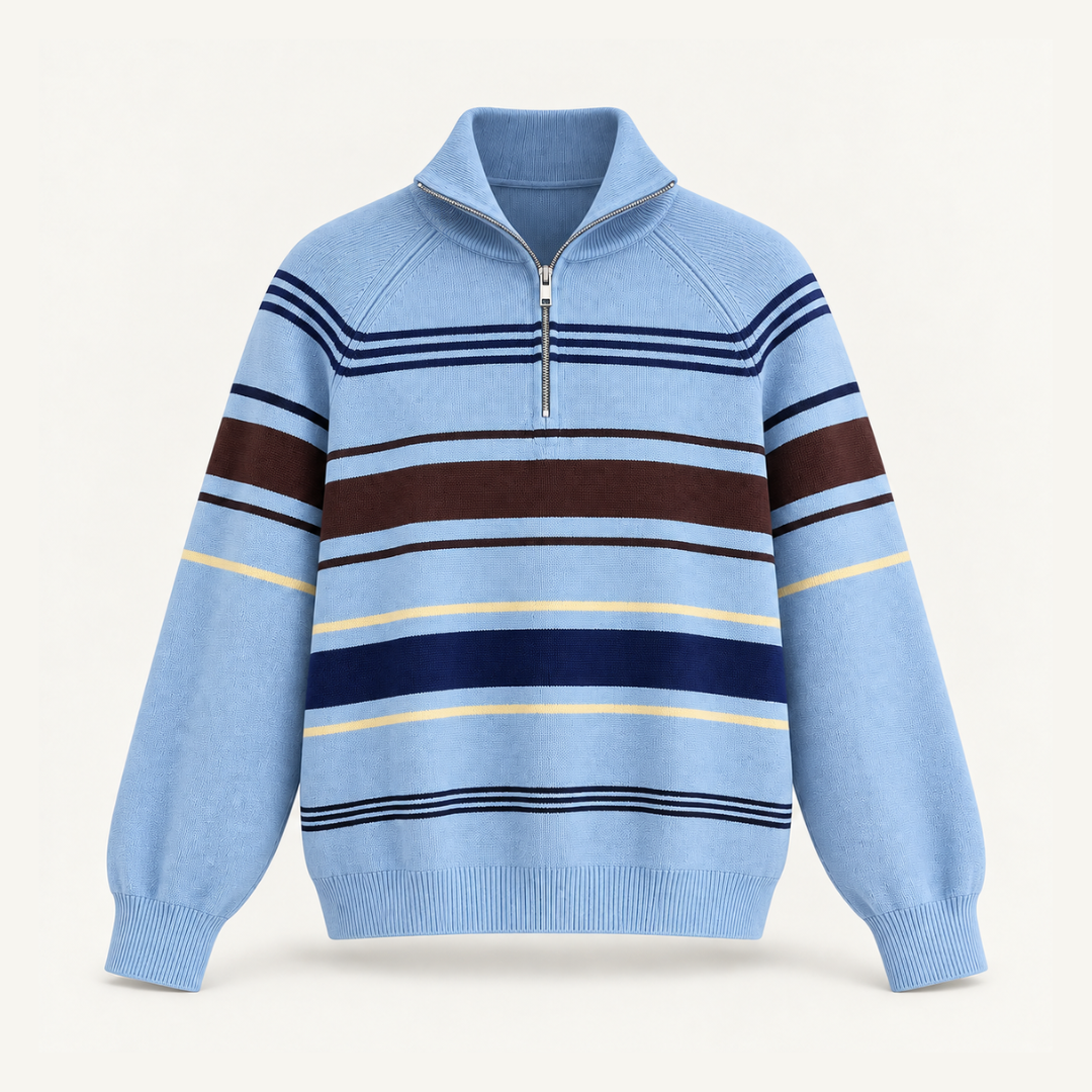 The Simone Striped Half-Zip Sweater