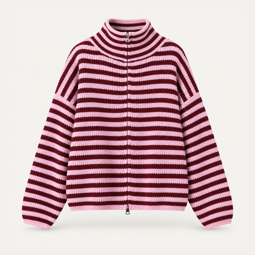 The Colette Striped Zip Cardigan