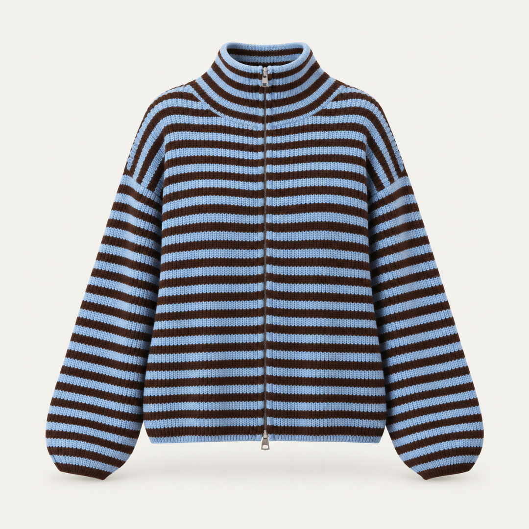 The Colette Striped Zip Cardigan