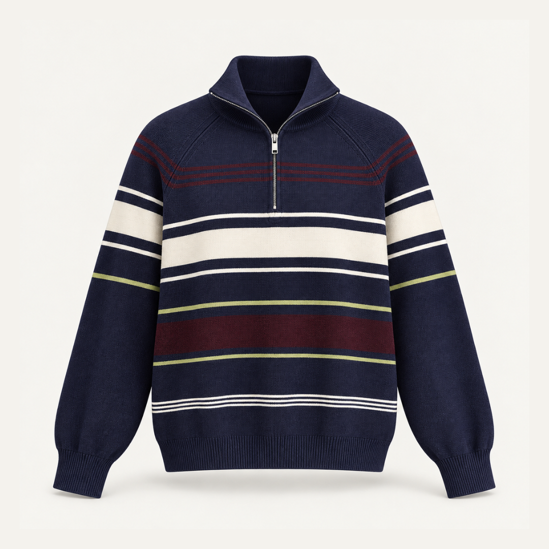 The Simone Striped Half-Zip Sweater