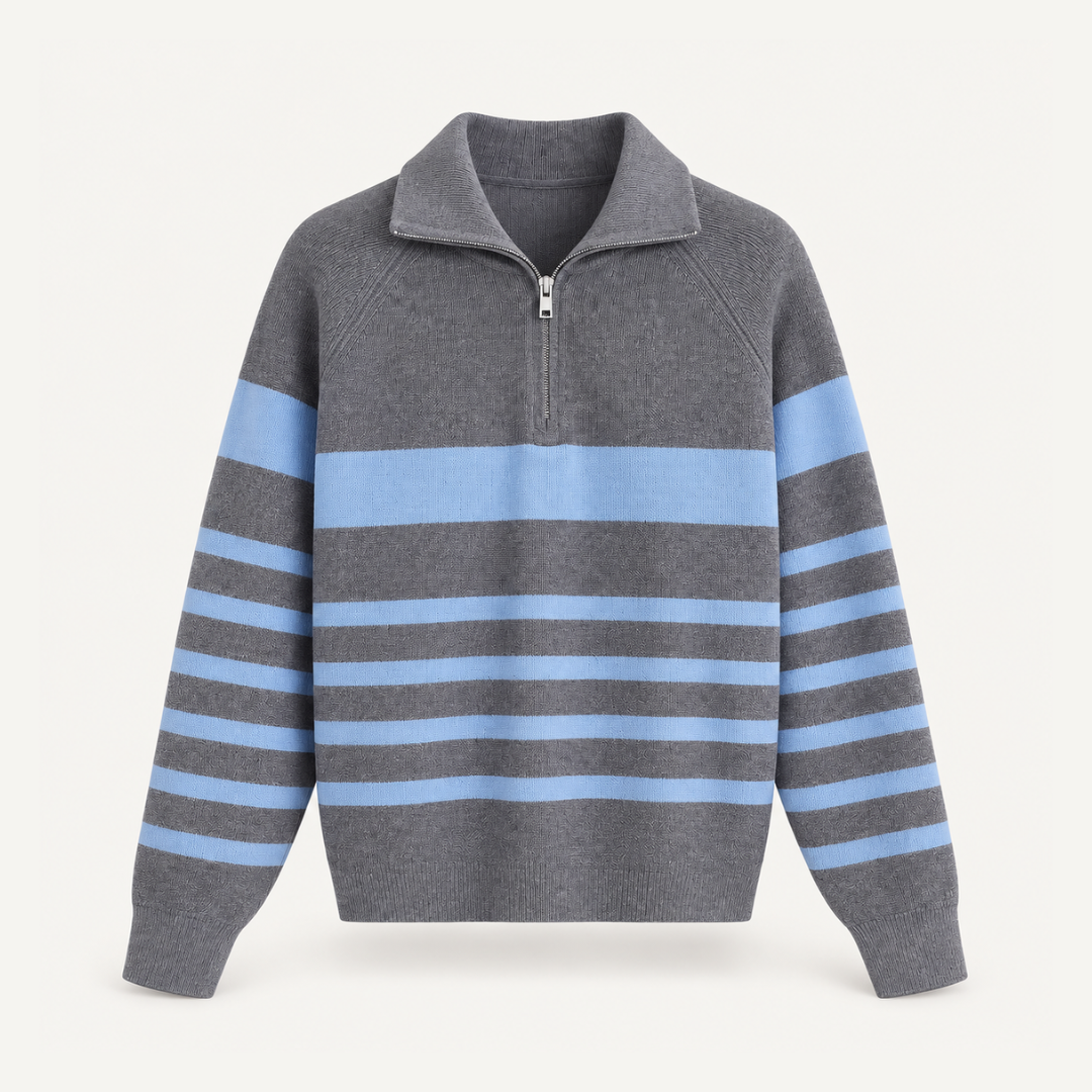 The Simone Striped Half-Zip Sweater