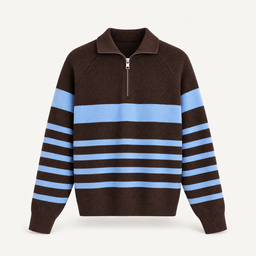 The Simone Striped Half-Zip Sweater